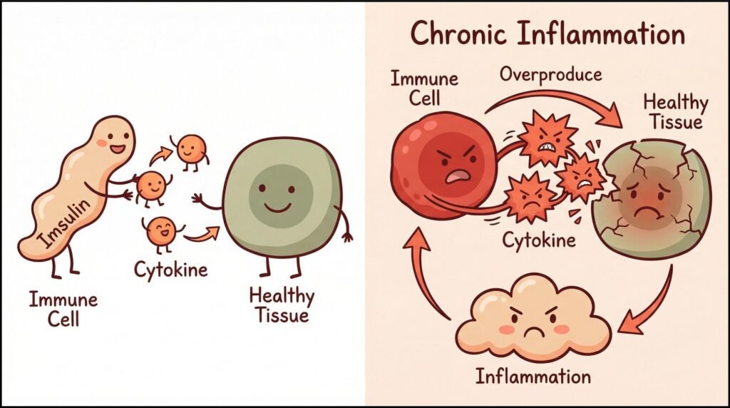 Medical illustration showing insulin resistance at the cellular level, a key Metabolic Trigger that blocks glucose uptake and promotes fat storage
